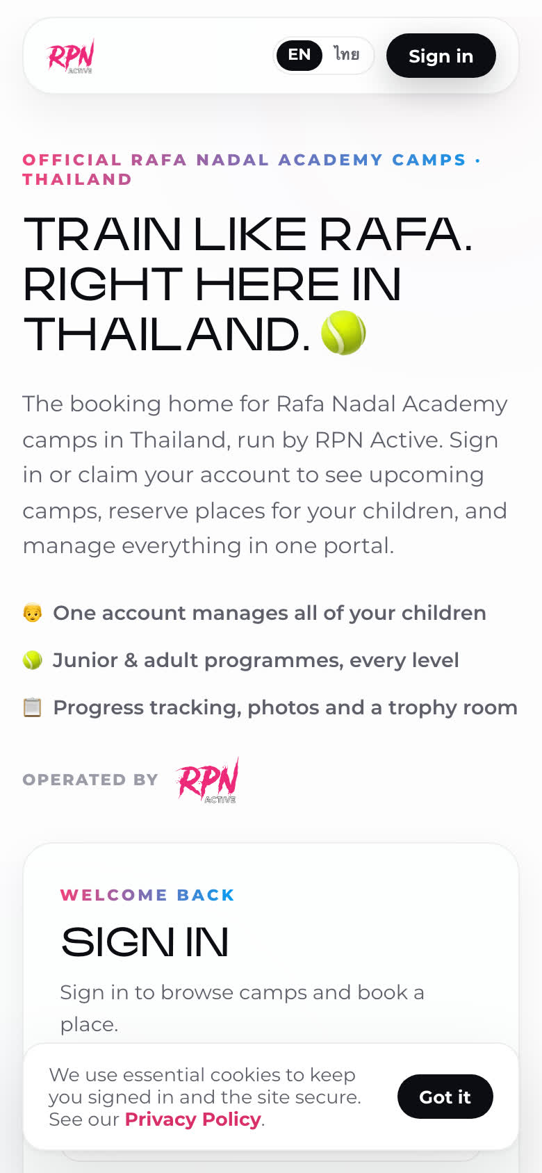 In hand — courtside in Thailand